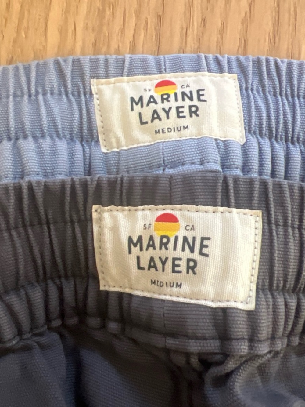 Men's 2 pair of shorts from marine layer with back pockets. Black & blue. - Picture 5 of 5